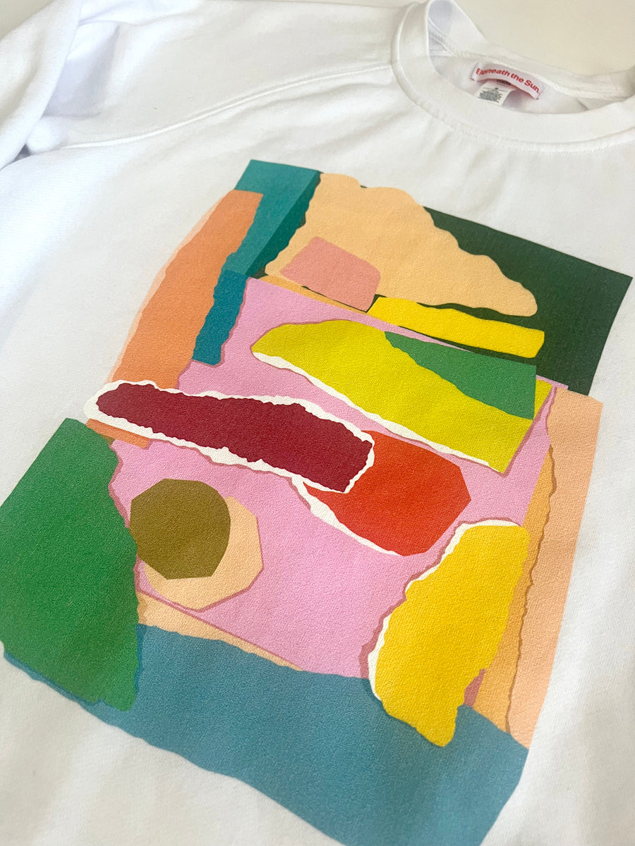 ABSTRACT COLLAGE CREW NECK SWEAT